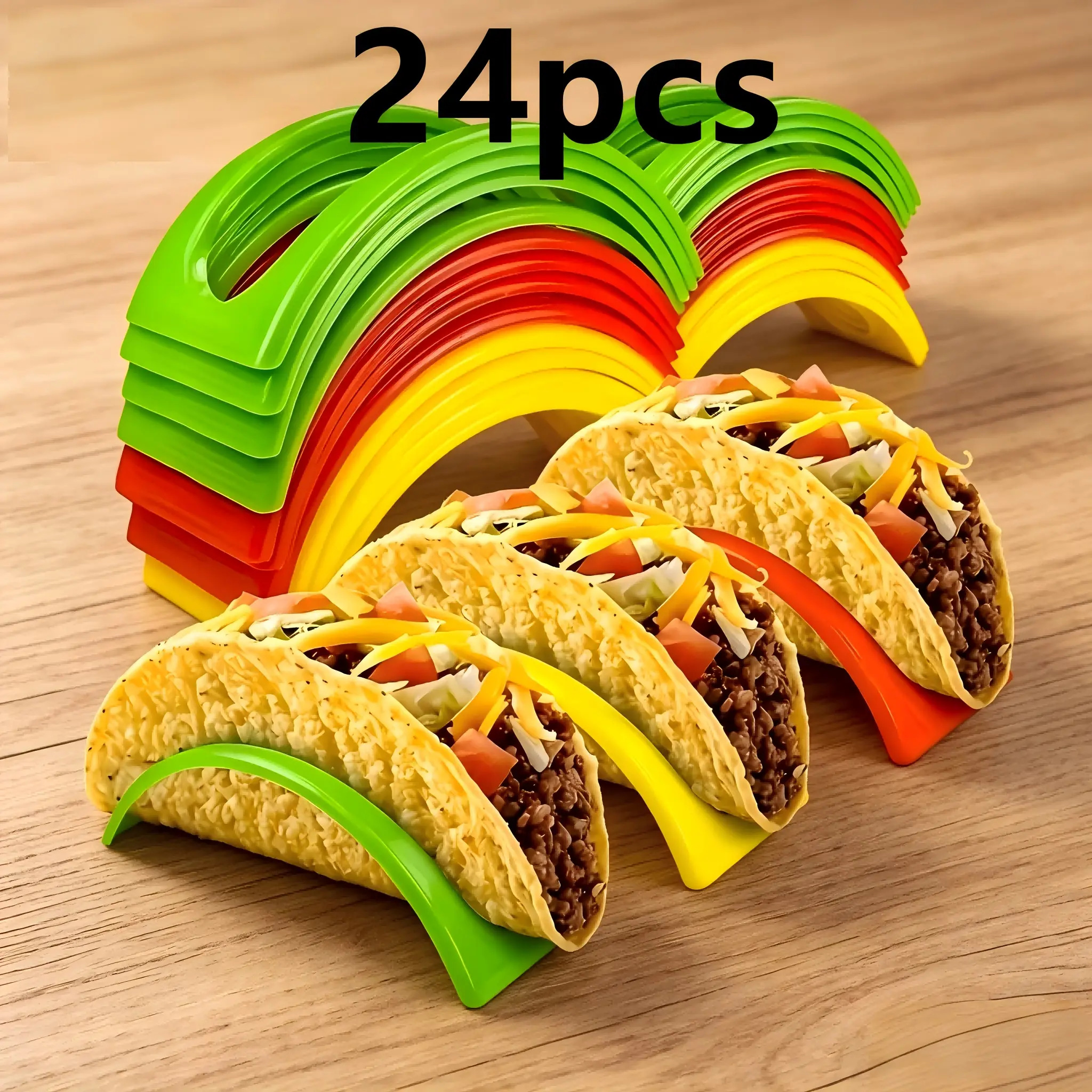 Taco Holder Stand, Random Color Taco Holder, Kitchen Gadgets And Accessories, Taco Holder, 24pcs Plastic Food Stand, Multifunctional Sandwich Support for Home Kitchen, Kitchen Accessories