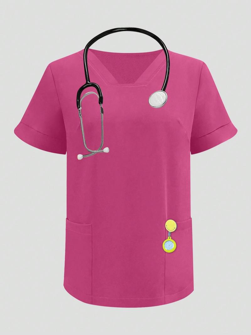 Cimmuovere Women's Solid Color Flare Leg Pants & Top Two-Piece Set, Casual Comfy Breathable Workwear & Uniforms for Women, Women's Uniforms for Summer, Business Attire Clothes