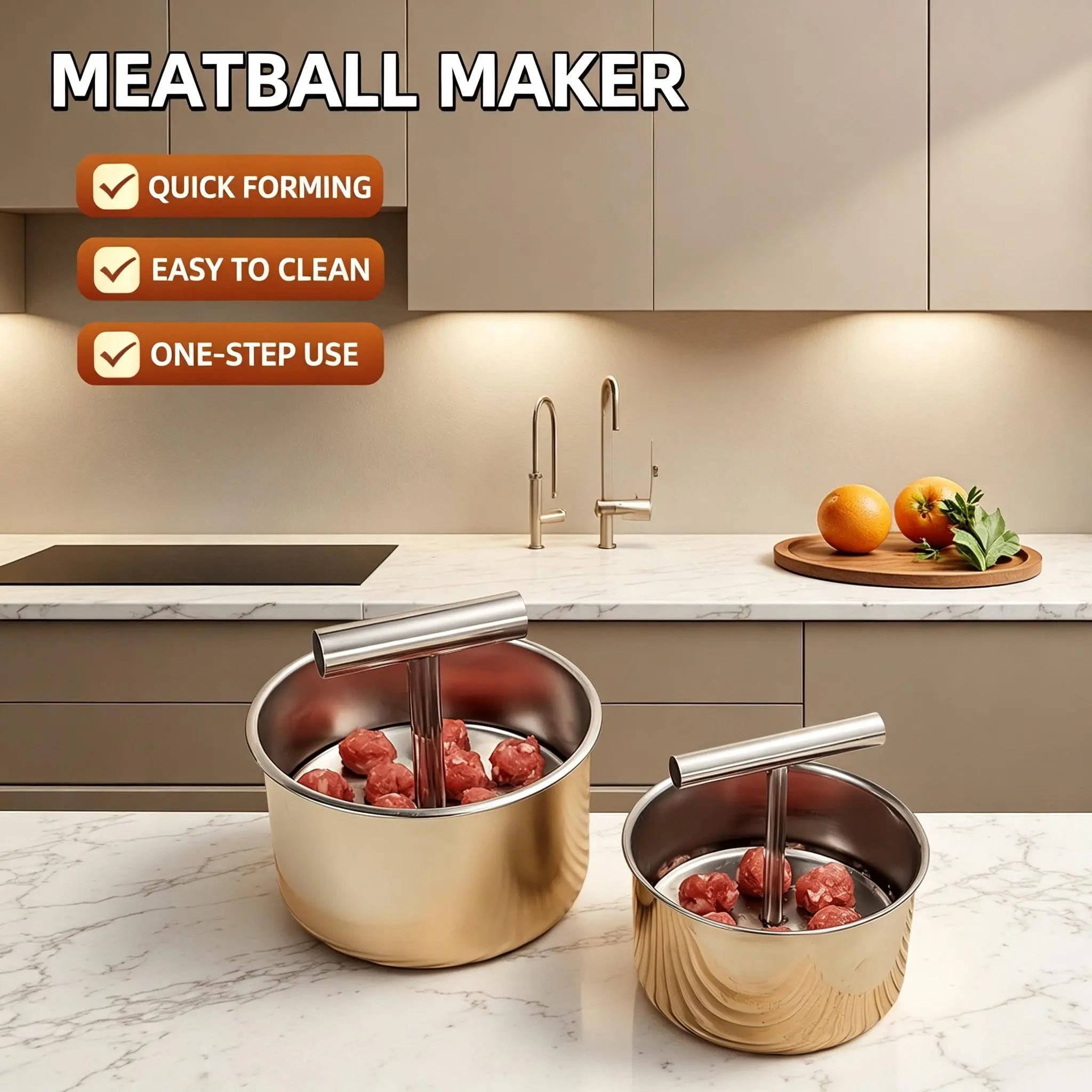 Upgrade 6/12 Ball Manual Meatball Maker Tool, Stainless Steel Meatball Making Mold, Home Cooking Tools for Kitchen