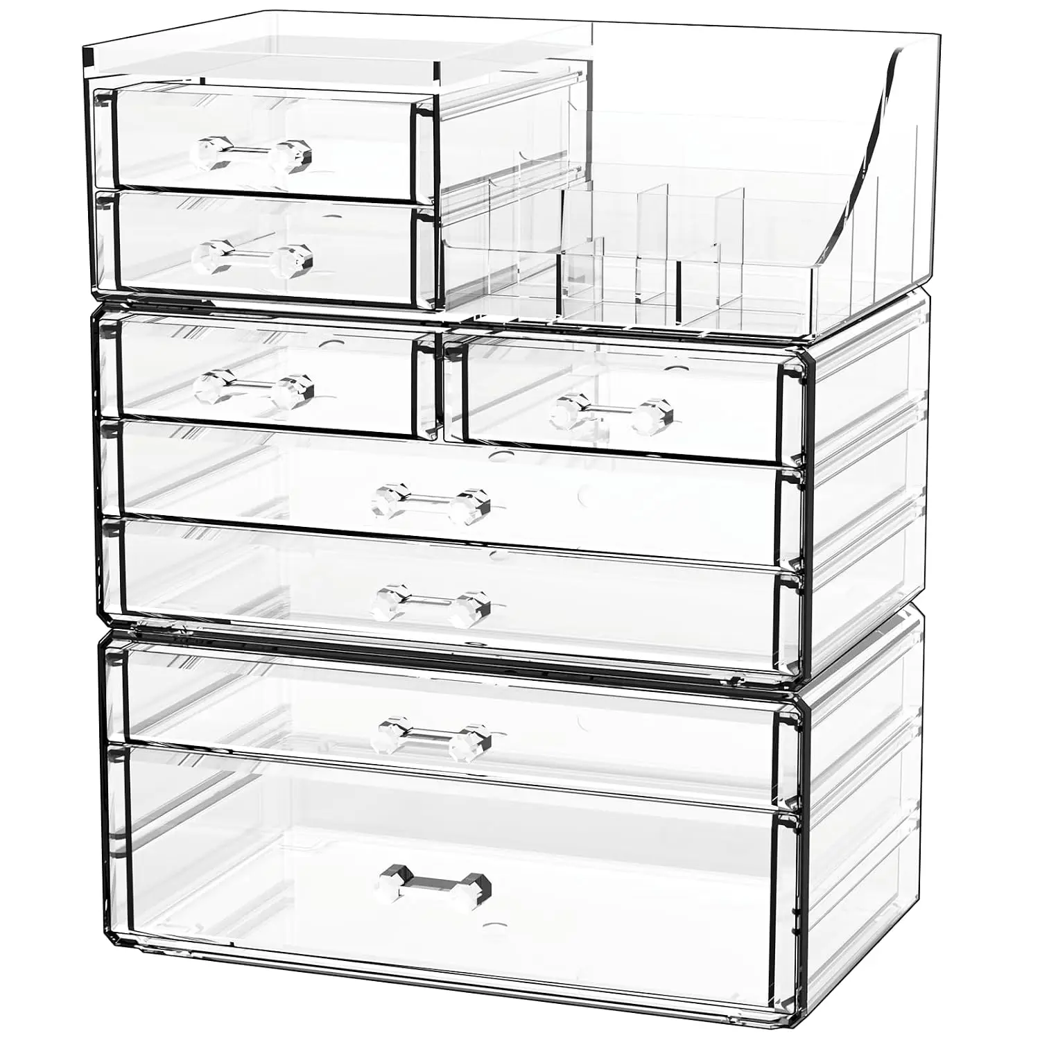 Clear Make up Organizers And Storage for ,Bathroom Skincare Organizer With 8 Drawer for Dresser,Plastic Desk Accessories Organization, Organizer Countertop for Beauty, Care