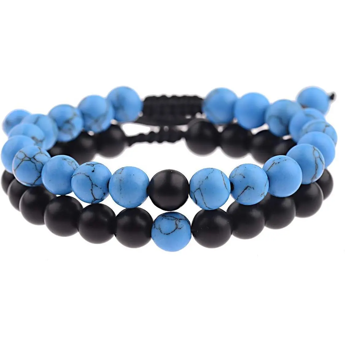 8mm Distance Bracelet Lover Couple Relationship  Stone Beads Yoga Bracelet Strand Stretch Bracelet Couple  for Him or Her Men and Women