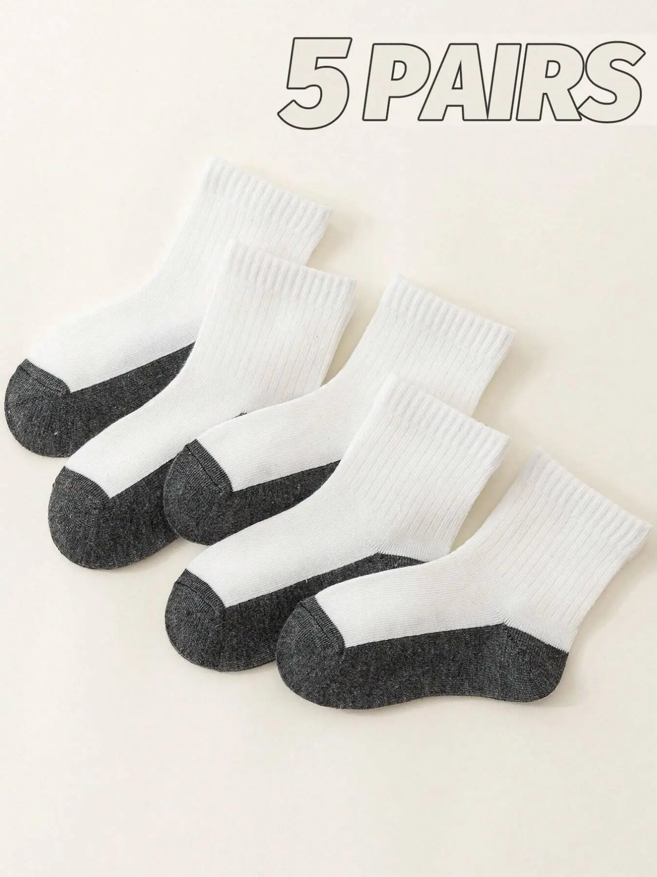 5 Pairs Kids Sports Socks, Comfortable Soft Moisture-Wicking Anti-Odor Ankle Socks for Boys Girls Ages 3-12, Base Design