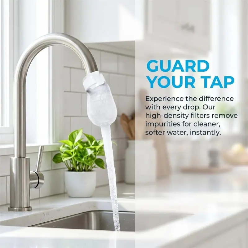 100 filter cartridges + 20 T-shaped hanging straps for kitchen sink nozzle filter cotton bags, splash-proof tap water filter, can remove rust, scale, sand, and sediment - for bathroom filter replacement