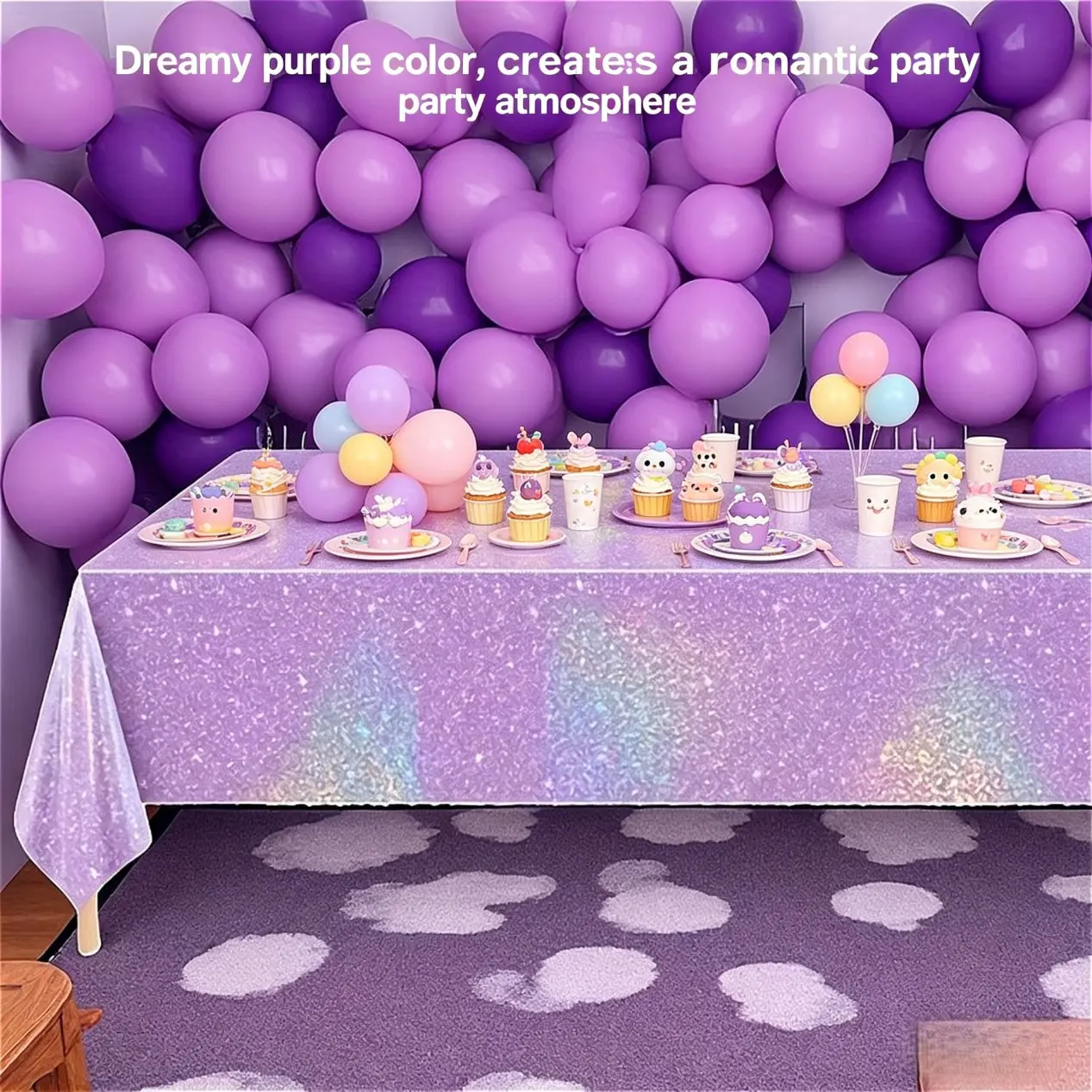 Holographic Glitter Tablecloth, Waterproof & Stain-Resistant, Perfect for Birthday, Bachelorette, Unicorn Themed Parties