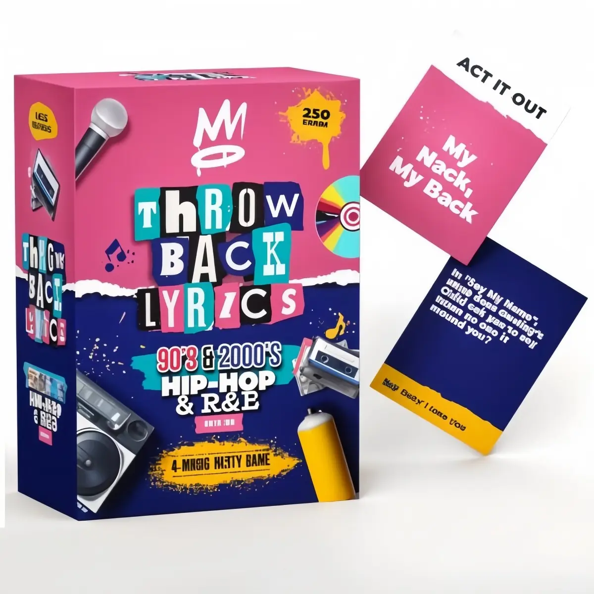 Throwback Lyrics Game, 90s & 2000s Hip-Hop & R&b Trivia Cards, 250 Cards for Game Nights, Date Nights, Family Gatherings