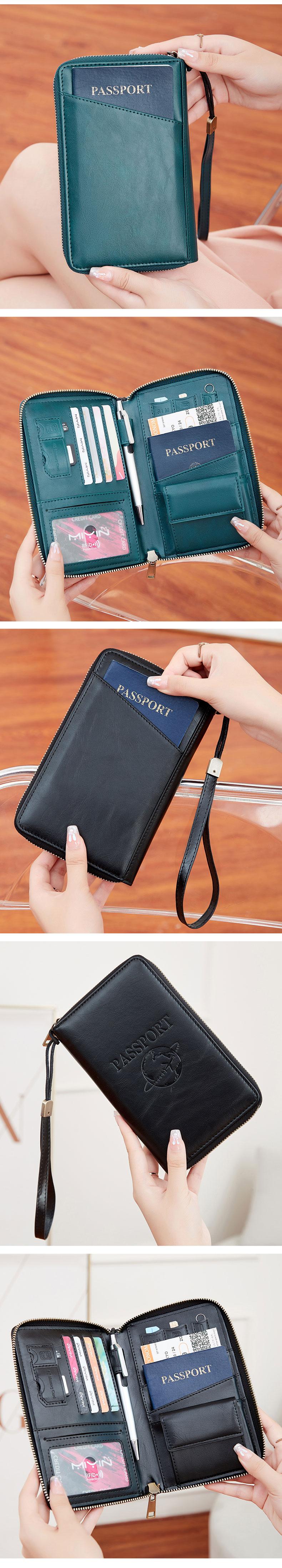 Multi functional passport organizer, family passport wallet, Passport Cover, RFID shielded travel document organizer, large capacity handbag with pen holder, ideal choice for safe travel