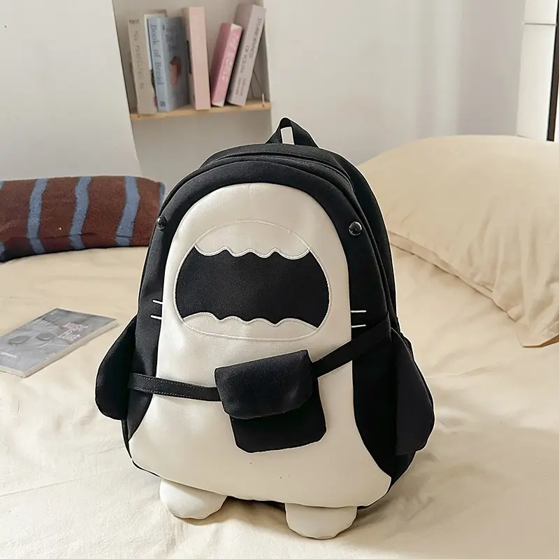 New Women's Cute Shark Color-Block  Backpack, Sweet Fresh Stylish Daypack for Teen Girls, School, Shopping,  Outings and Daily Wear,,Adjustable Shoulder Straps, Secure Zipper Closure, Lightweight Fashionable Everyday Carry Bag
