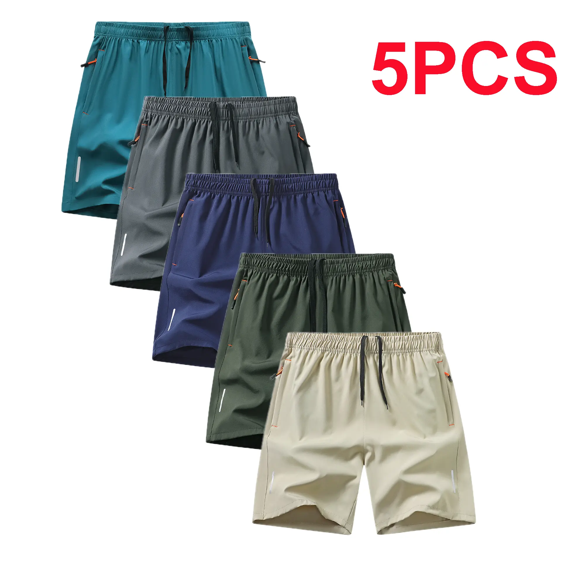 Light blue + gray + dark blue + green + khaki