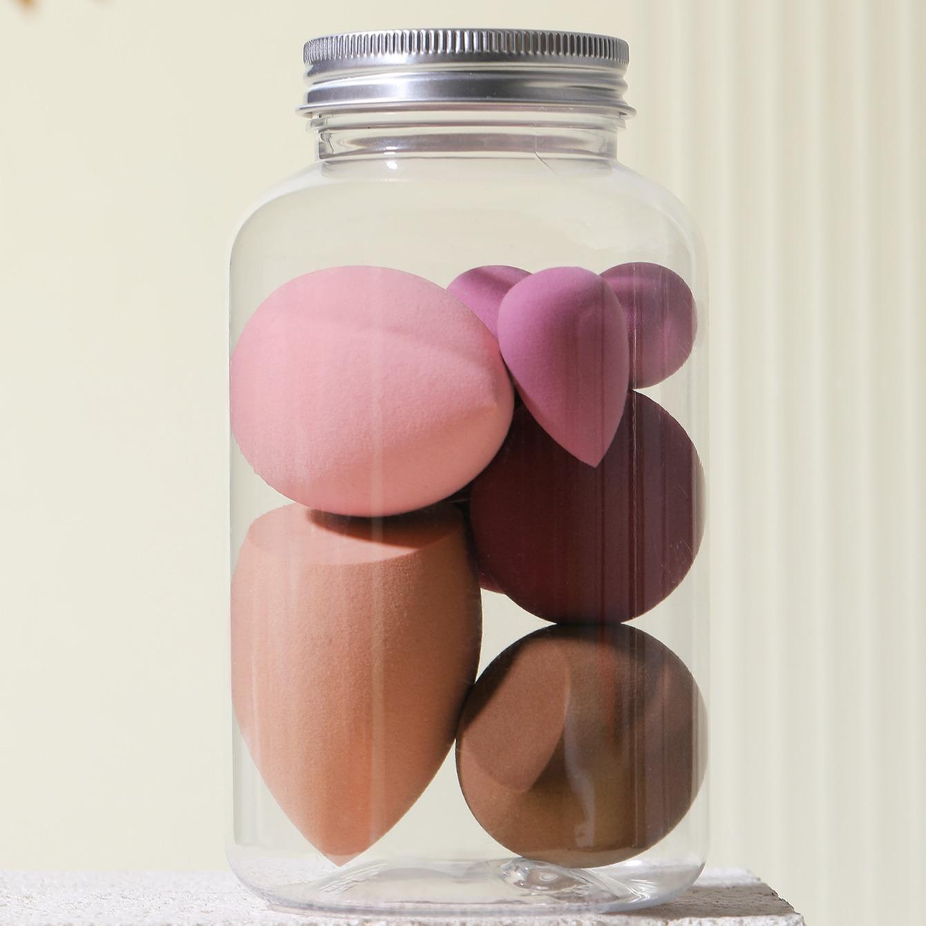 Makeup Sponge with Storage Bottle, 1 Set 2 Sizes Beauty Blenders for Liquid Foundation, Loose Powder, Concealer, Facial Detailing