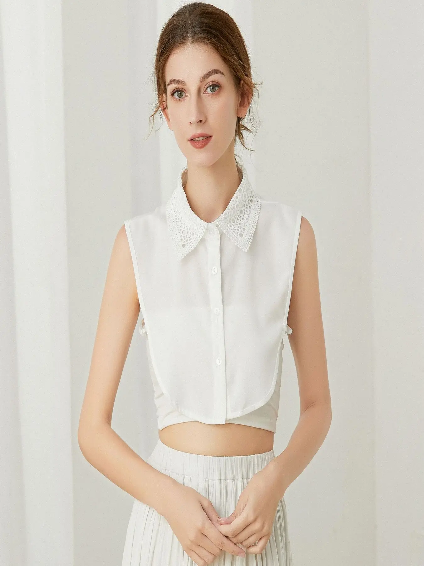 Detachable fake collar, Tie - Fade-Resistant, Breathable Uniform & Dress Accessory with Extended Straps, Soft Easy-to-Wear Jacket Companion for Business Casual Wear, Uniforms,  Elegant