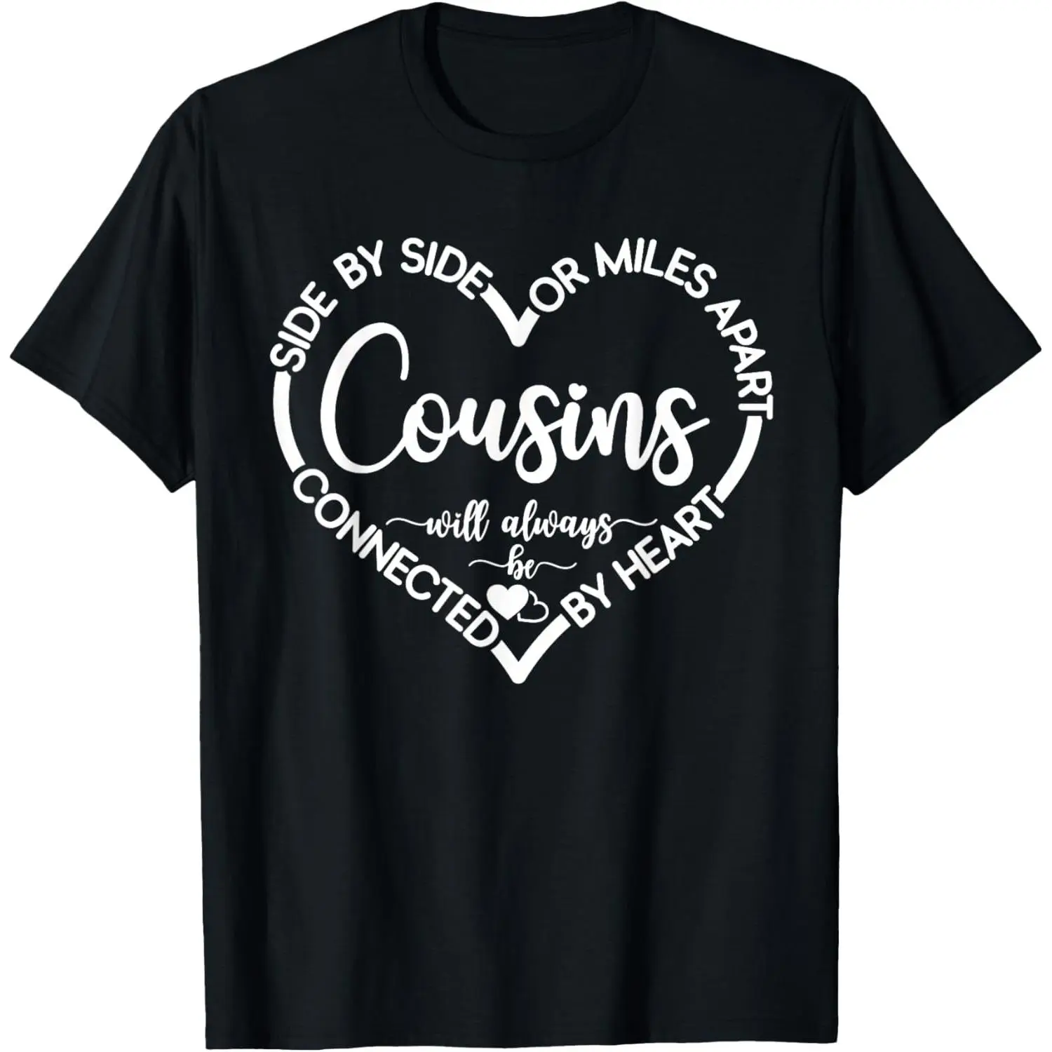Women's 100% Pure Cotton Shortsleeve Skater T-Shirt - Lightweight Everyday Fabric, Cousins Gift, Side by Side or Miles Apart Sisters Theme, Aesthetic Fashion Pattern for Girls, Oversized, Fit