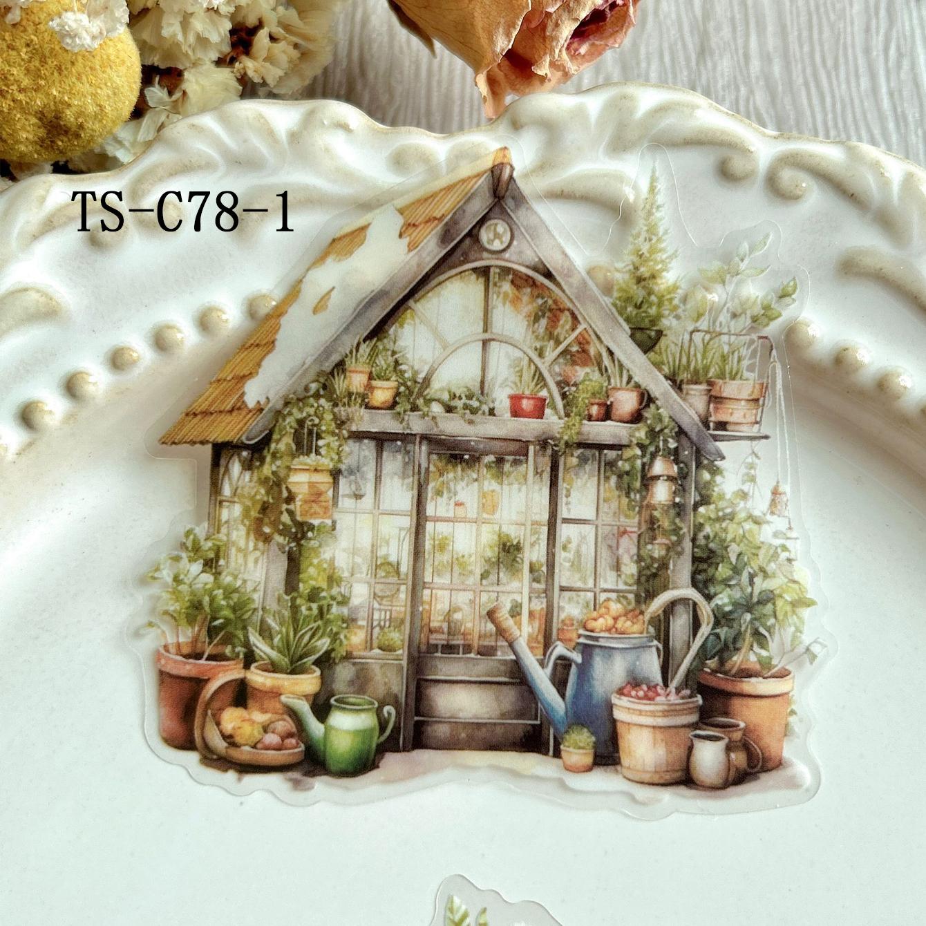 Vintage Castle & Book Pattern Decorative Sticker, 10pcs/pack Scrapbooking & Journal Making Material Paper, DIY Decorative Sticker for Christmas Gift, Crafts