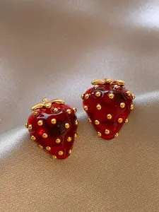 Ankara French Vintage Sweet Heart Strawberry Earrings, Elegant and Chic Fashion Jewelry, High-End Ear Accessories