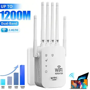WiFi Extender Signal Booster, Dual Band 1200Mbps WiFi Range Extender with Ethernet Port, 12000 Sq.Ft Whole Home Coverage, Supports 100 Devices, Wireless Repeater for Home, Office and Apartment