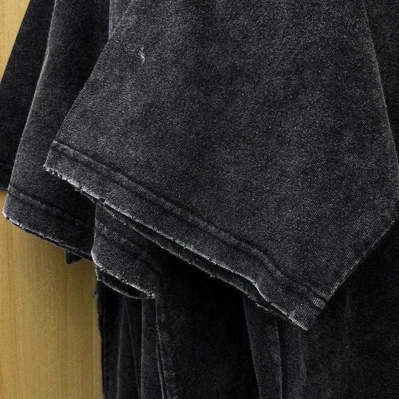 2026 Summer New Zenitsu Agatsuma Breath of Thunder Retro Washed Old T-shirt Demon Slayer 90s Street Style Short-sleeved Top