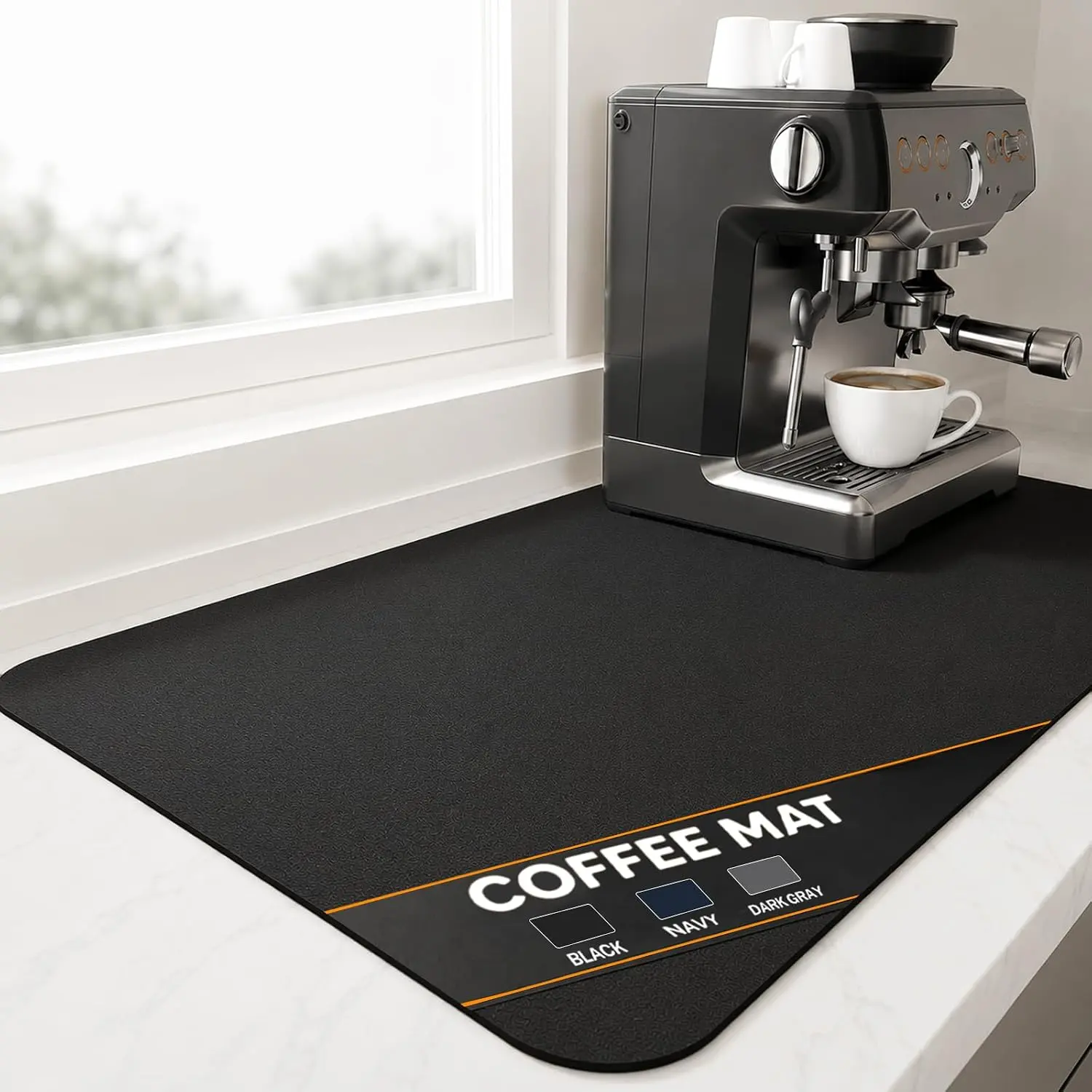 Non-Slip Coffee Bar Mat 12"x20", Coffee Bar Accessories for Kitchen Counter