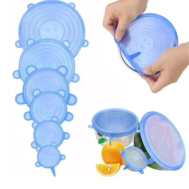 Reusable Stretchable Silicone Bowl Lid, 6pcs Stretch Leak Proof Lids for, Round Bowl Cover, Food Cover, Kitchen Gadgets, Meal Prep Containers Lid