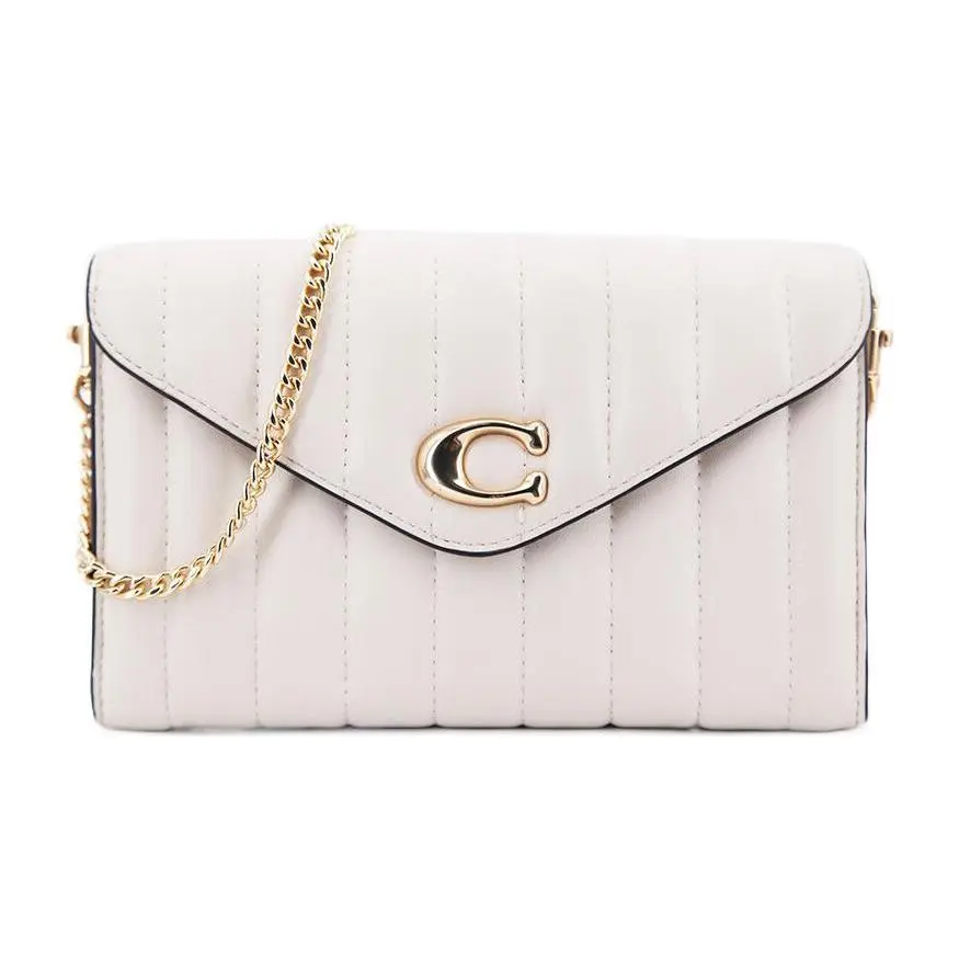 COACH Tammie C-Logo Puffed Quilted Snap-Closure Leather Handbag for Women, Small Crossbody Shoulder Bag in Pink and White