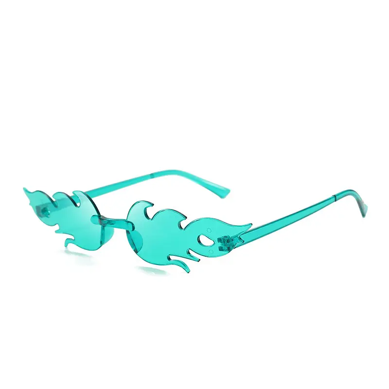Y2K Edgy Flame Sunglasses - Multi-Color Rimless Tinted Shades, Lightweight Statement Eyewear for Rave & Cosplay