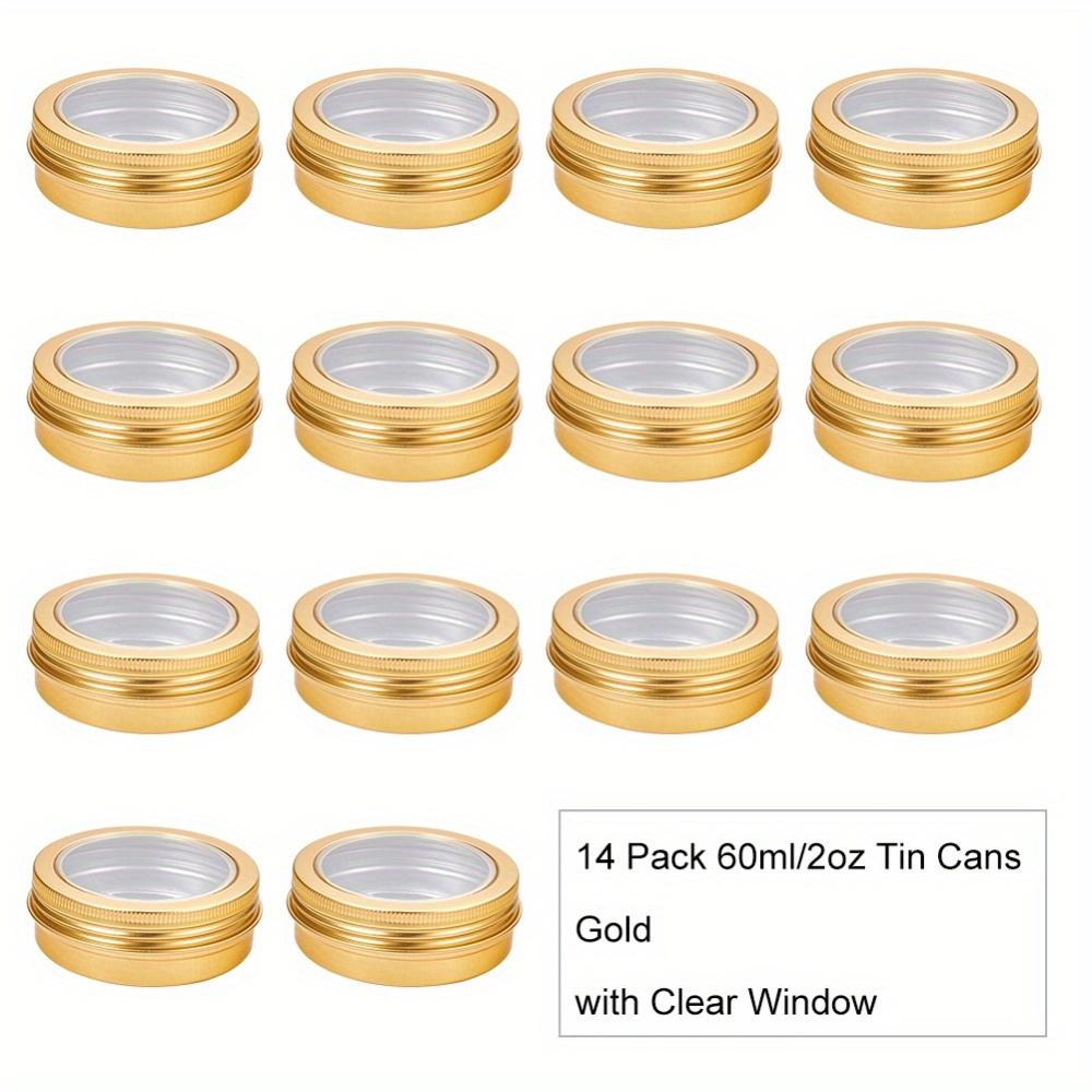 For Home Storage, Travel Organization & DIY Crafts, Classification Storage Solution, Gold Round Plastic Storage Jars, Transparent Window Lid Stackable, Effortlessly Handle Small Item Classification Storage, 14 Pack