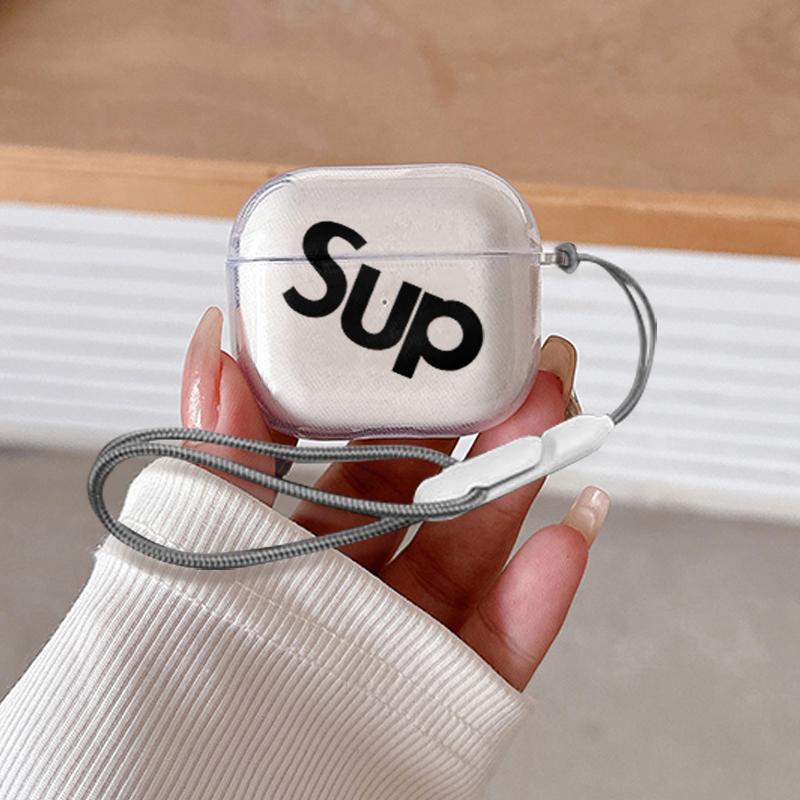 Slanted Bold Supreme Style  AirPods Case Shockproof Dustproof Armor for AirPods 1/2/3/4 Drop-Proof Protection Streetwear Vibe Perfect Gift for Tech Fashion Heads