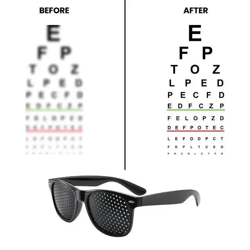 Unisex Clubmaster Pinhole Glasses, Full Rim Resin Polycarbonate Frame Adult Vision Training Eyewear