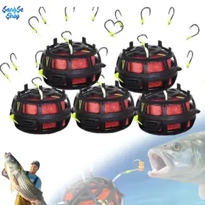 6 Hook Anti-Snag Carp Fishing Rig with Bait Cage, Heavy-Duty Anti-Tangle Feeder System, Wear-Resistant Pre-Tied Fishing Rigs for Carp Fishing, High-Capture Rate Freshwater Angling Lures, Professional Carp Feeder Rig for Lake, River & Outdoor Fishing Use