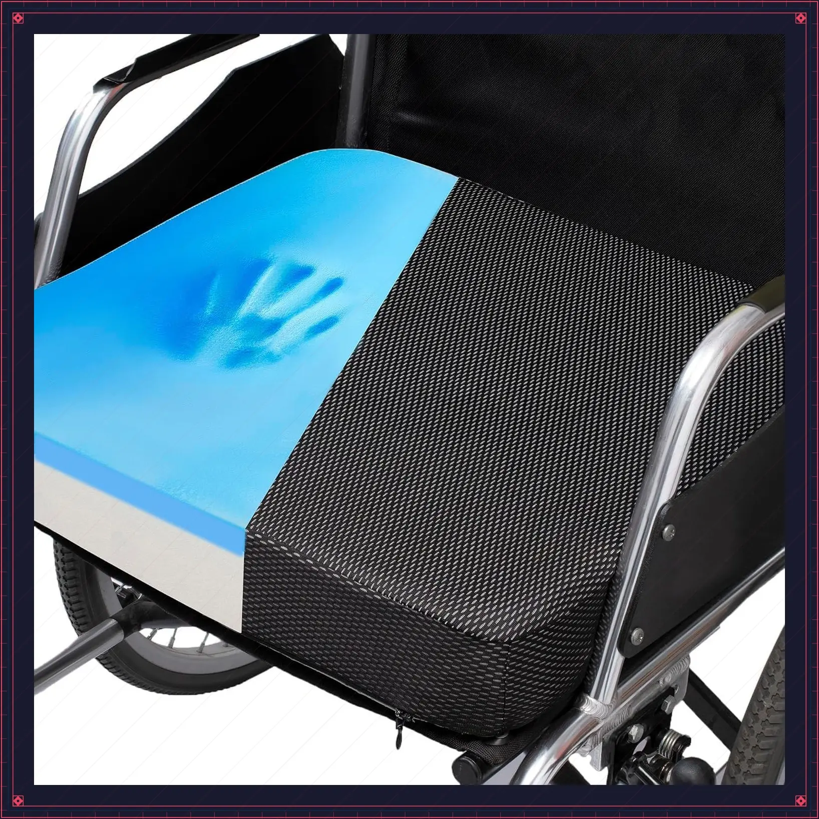 Gel Infused Memory Foam Wheelchair Cushion - Seat Cushion for Wheelchair, Office Chair, Kitchen Chair - Pressure Sore and Tailbone Pain Relief - High Density Polyfoam Base (Black, 18x16x3 Inch)Gift