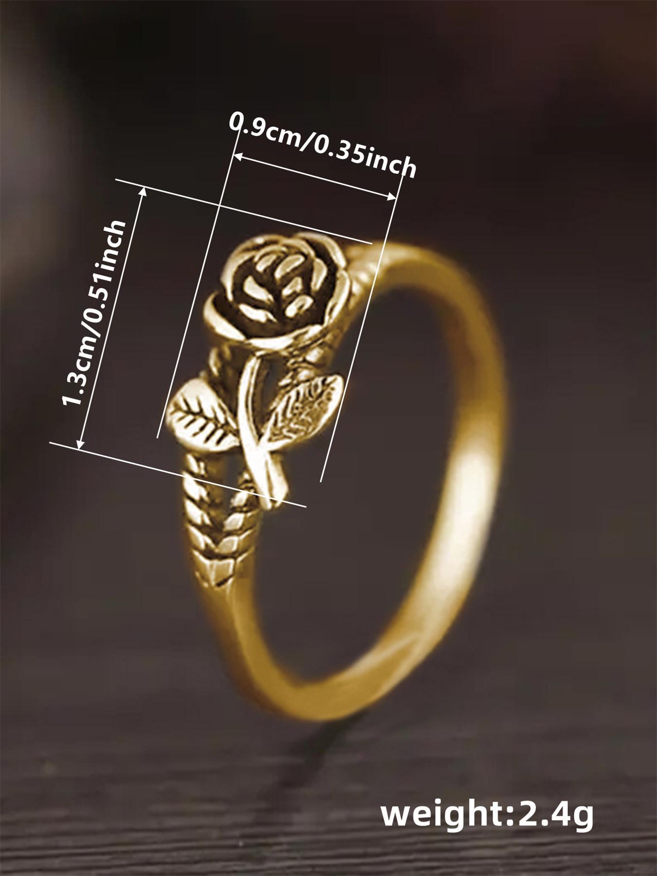 Women's Elegant Flower Design Engagement Ring, Promise Ring Gf, Trendy All-match Promise Ring for Women & Girls, Fashion Vintage Jewelry As Gift for Daily & Party Decor, Wedding Promise Rings, Rose Flower Ring