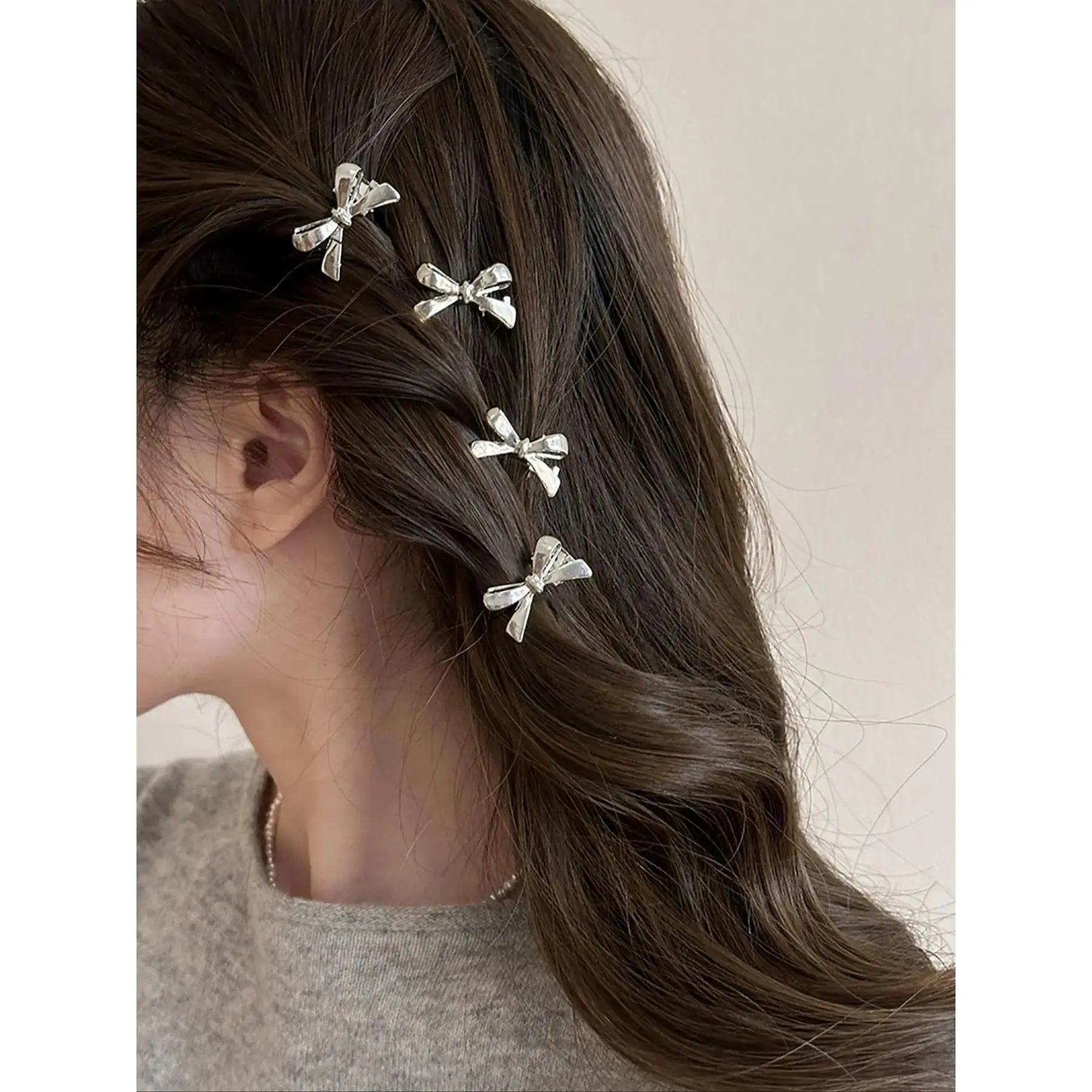 4 Counts Cute Bow Hair Claw Clips Set, Mini Colorful Trendy Hair Accessories for Women & Girls, Fashionable Minimalist Barrettes Hair Clips for Daily Wear, School, Work & Casual Styling, Lightweight Cute Hairwear Clips, Compatible with Most Hair Types
