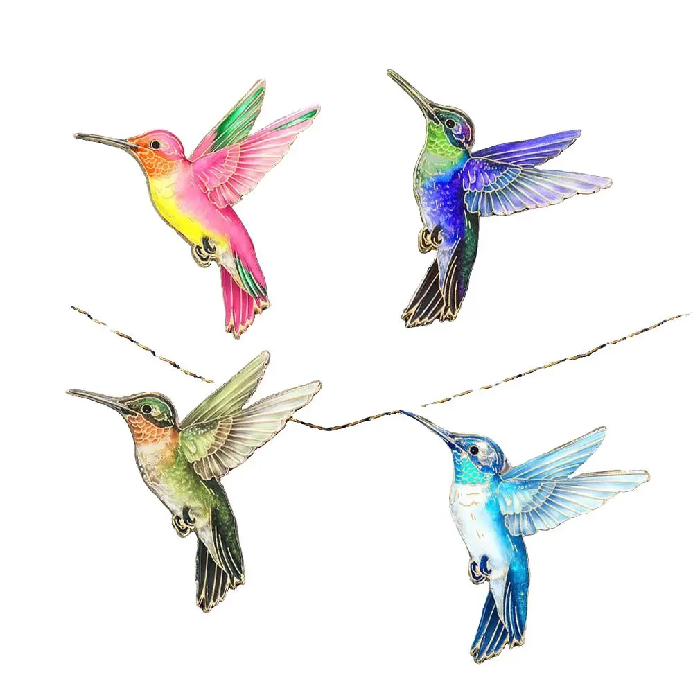 Set of 4 Colorful Hummingbird Enamel Brooches, Cute Animal Zinc Alloy Lapel Pins, Fashion Accessories, Ideal Gift for Friends and Family