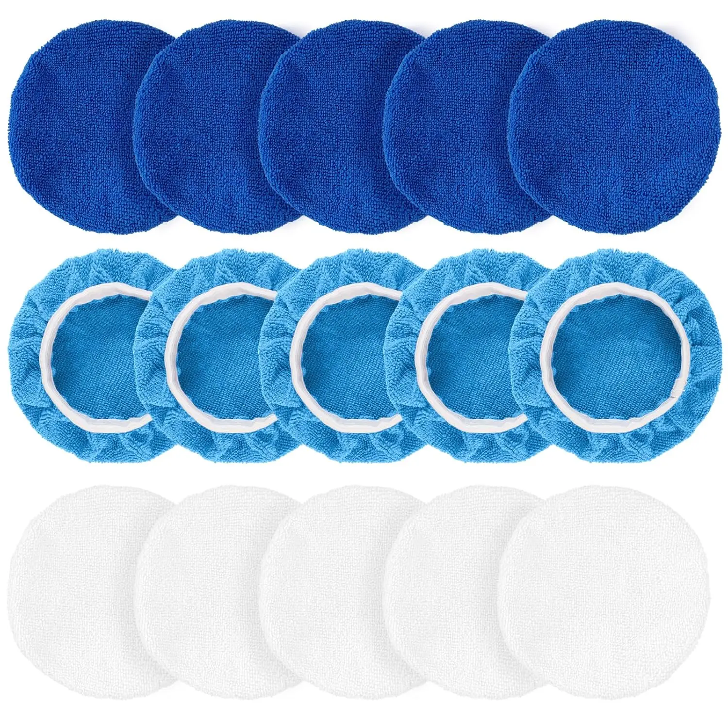 15 count  Polisher Pad Bonnet Microfiber Polishing Bonnet Buffing Pads Orbital Buffer Polisher Waxing Covers for Cleaning and Polishing (5-6 Inches)