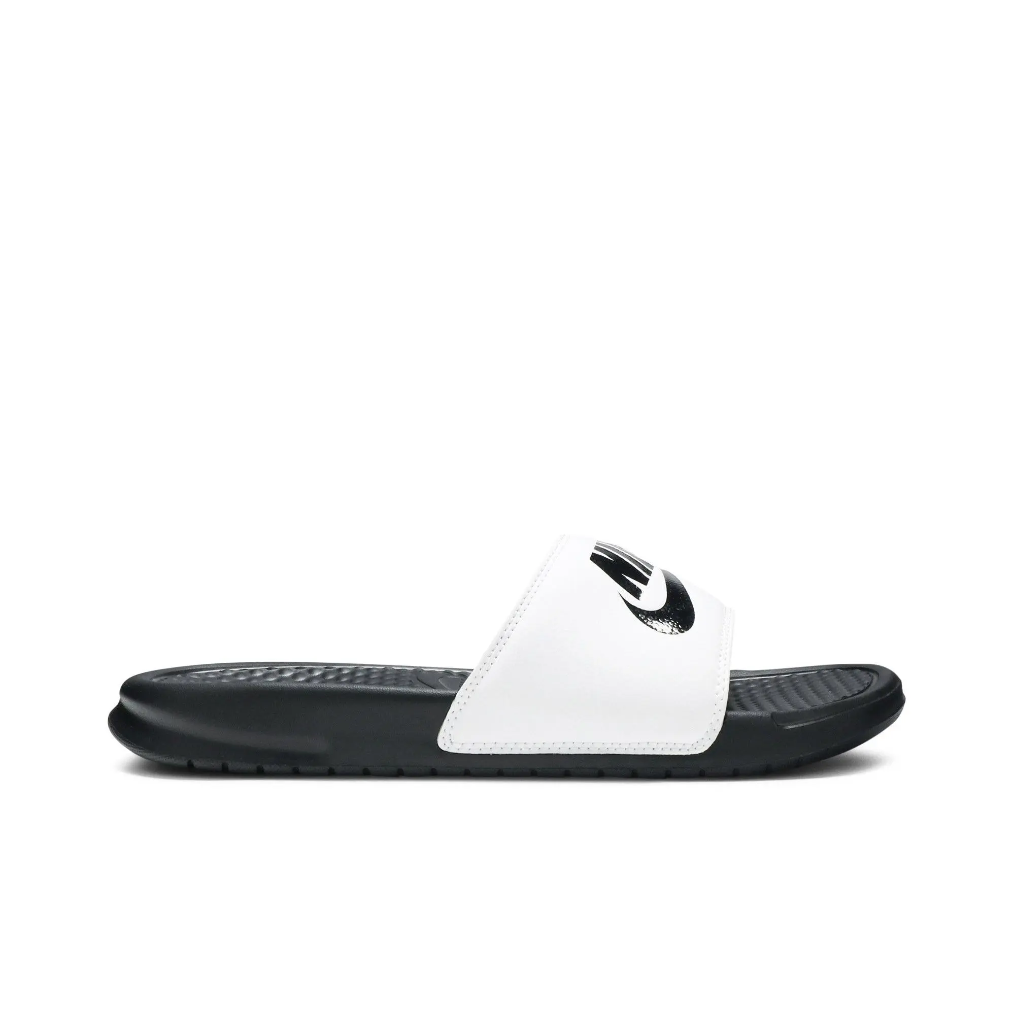 Nike Benassi Unisex Lightweight Footwear - White-Black Flipflop Slipper, Casual Wear, EVA Sole, Plastic Upper, Model 343880-100, Sports Shoe
