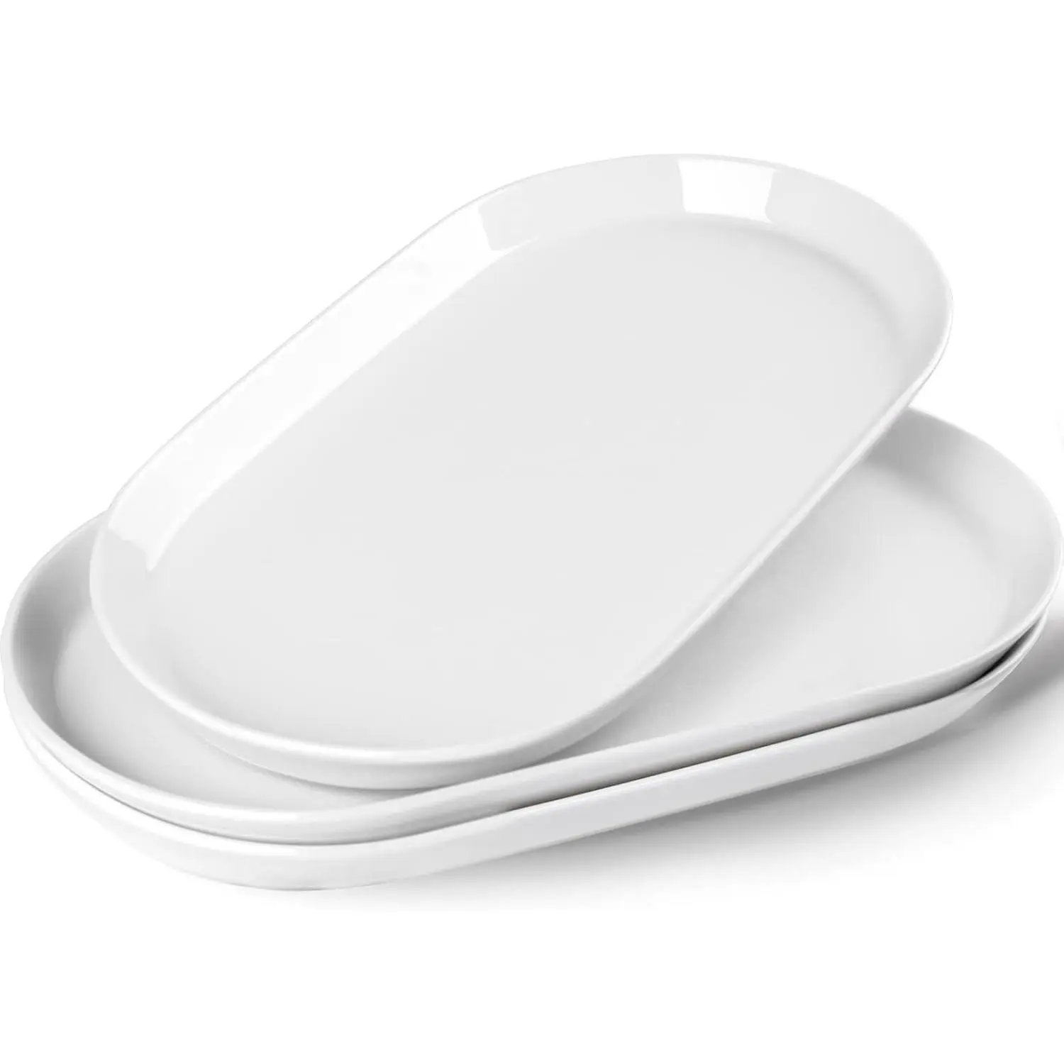 14" Oval Serving Platter Set of 3 - Ceramic Large White Platters for Entertaining Party, Serving Plates for Turkey Meat Sushi, Oven Dishwasher Safe