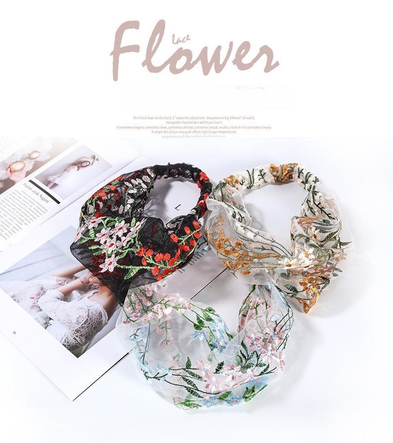 Summer Wide Lace Headband for Women, Trendy Embroidered Hairband, Fashionable White Floral Headgear, Lightweight Headwrap for Hair Control, Outdoor, Vacation, Daily Wear Accessories