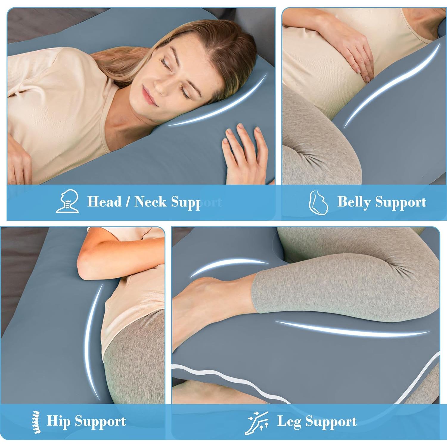 Cooling Cover  Pillows, Soft U-Shape Maternity Pillow with Removable Cover - Full  Pillows for Adults Sleeping -   Haves -  57 Inch - Grey