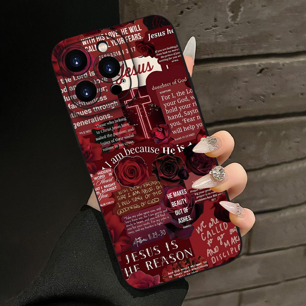 A Stylish Phone Case Featuring an Inspirational Christian Design, Complete with Bible Verses,Compatible with for iphone Models 16, 15, 14, 13, 12, And 11 Pro Promax Plus.