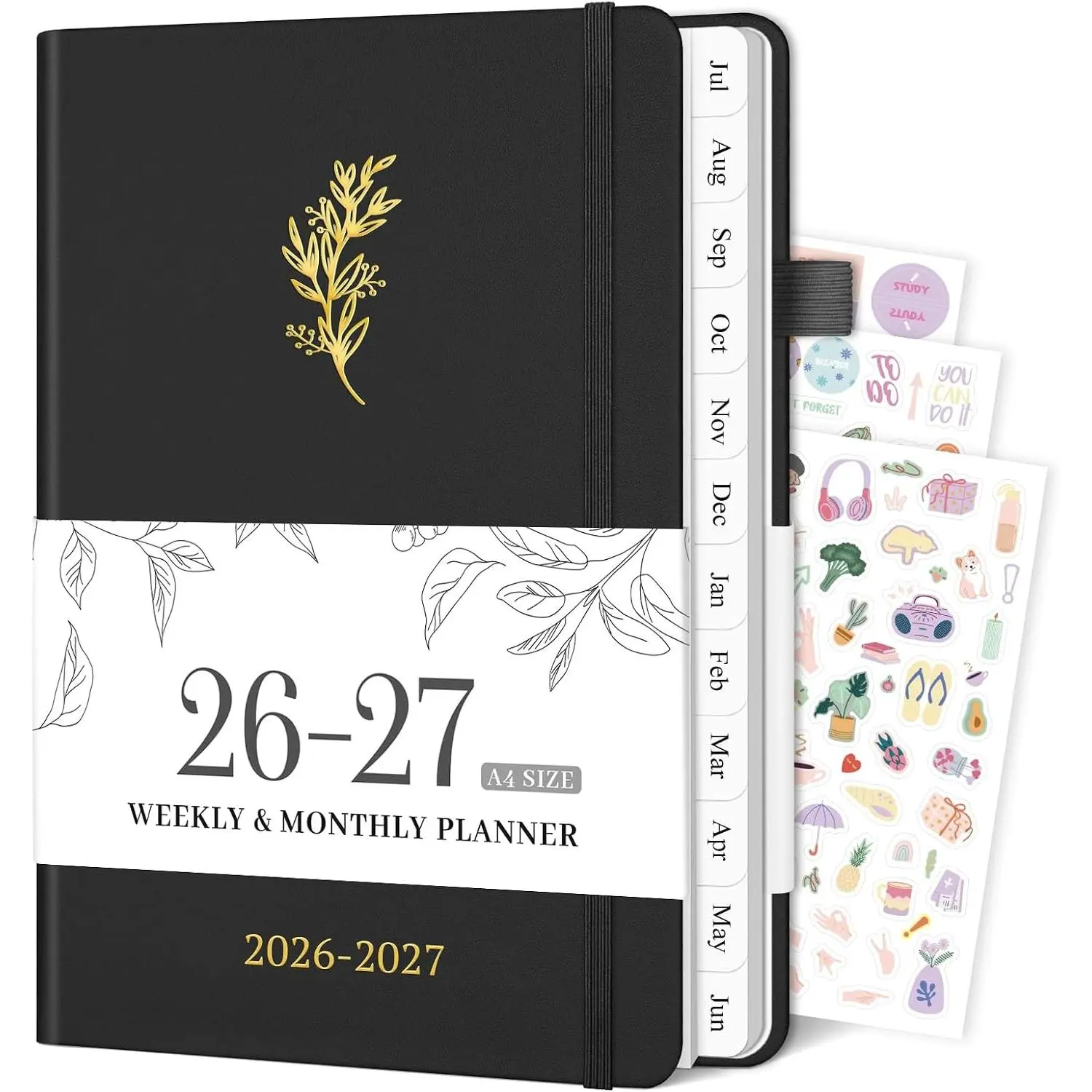 2026-2027 Planner, Weekly & Monthly Calendar with Tabs, 8.5"x11" | Jul 2026-Jun 2027 Academic Year, A4 Large Hardcover Calendar Agenda with Date for School & Office Schedule, Black