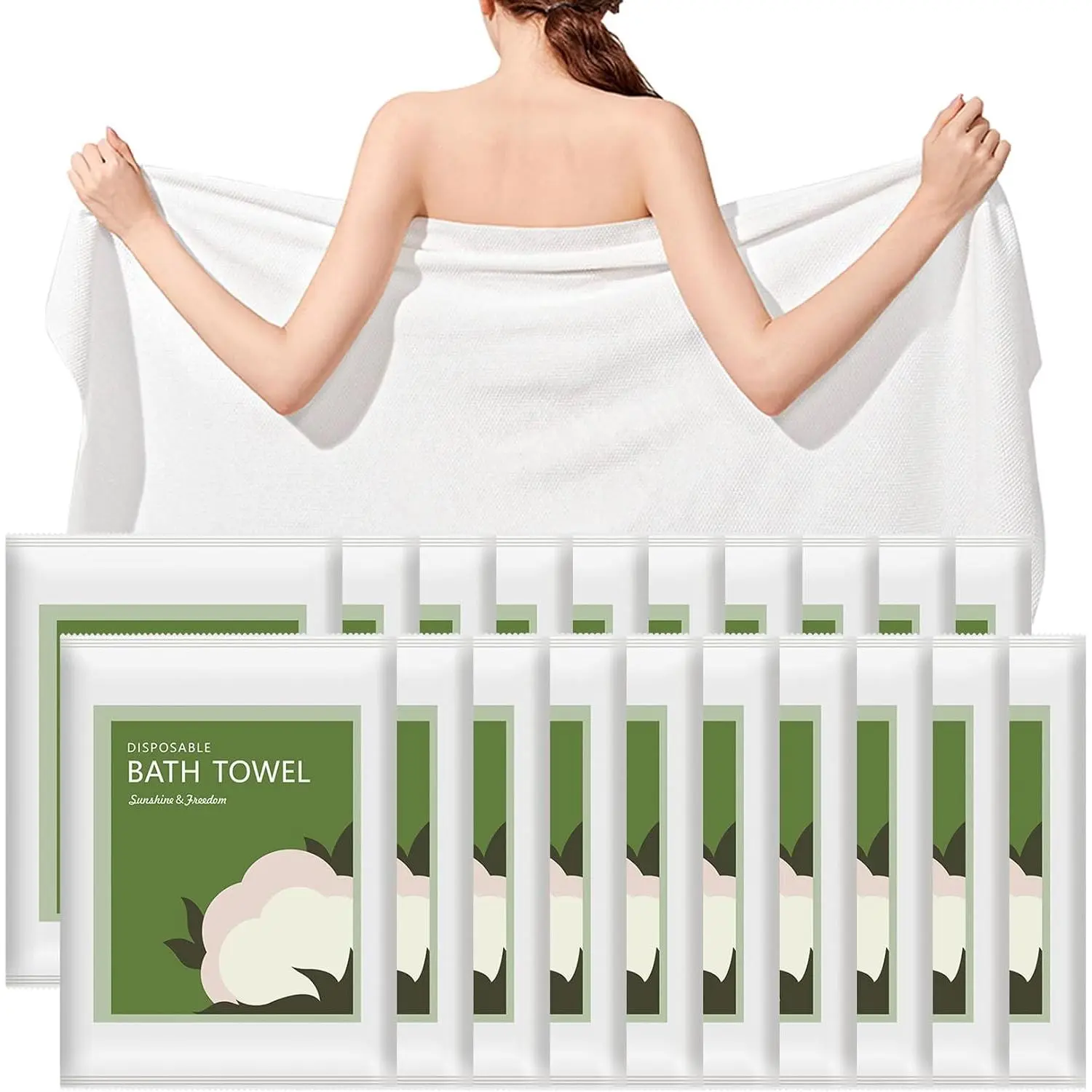 Disposable Bath Towels, 20 Pack 55" x 27.5" Ultra Soft, Quick Dry Disposable  Towels, Portable Travel Towel for Hotel Camping Beach Swimming Gym Sauna , Personal Care  Towels