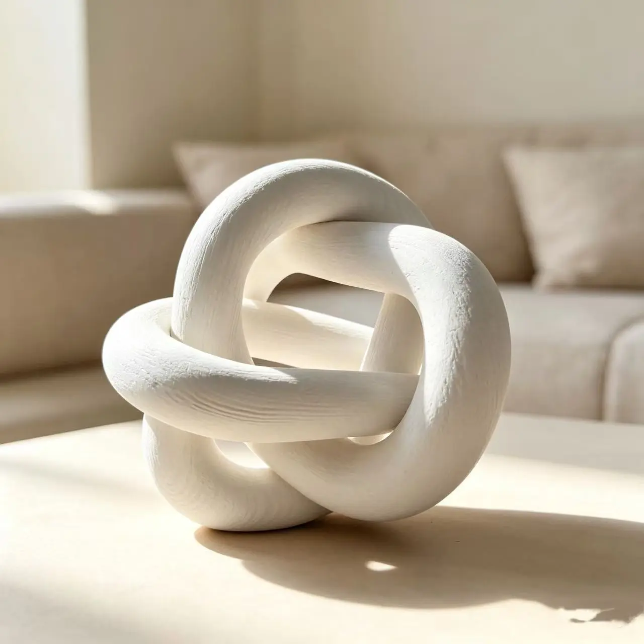 Minimalist Solid Wood Intertwined Double Heart Decor, Hand Carved Love Knot Tabletop Sculpture, Aesthetic Room Wooden Ornament for Special Occasions