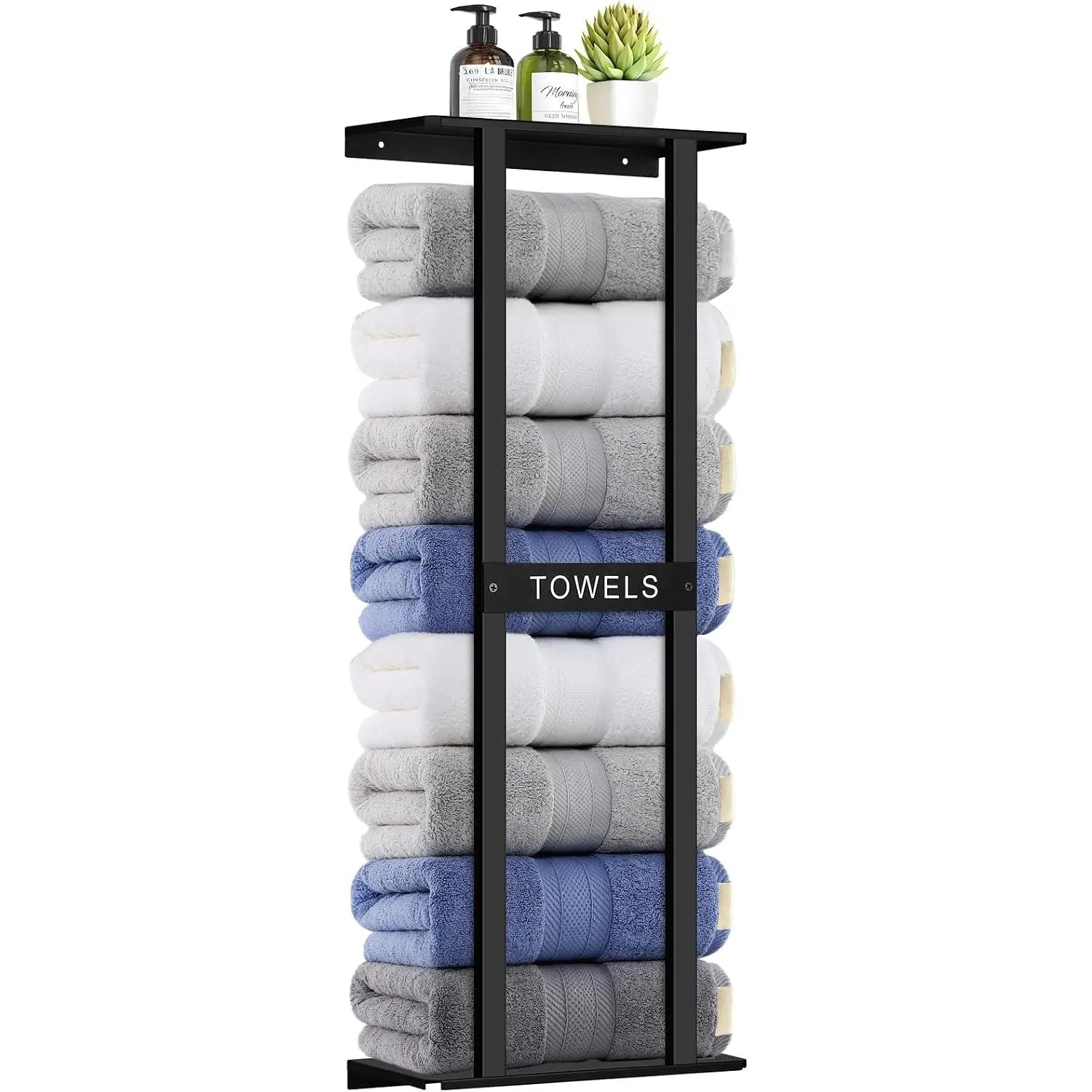 Bathroom Towel Storage Rack, Wall Mounted Bathroom Towel Rack, 30 inch Heavy Duty 6 Large Towels, Wall Mounted Towel Rack for Rolled Towels, Black