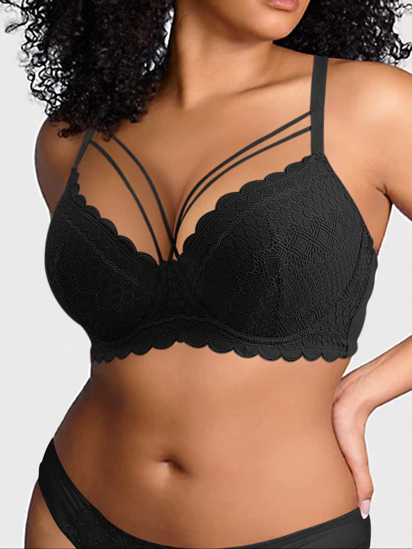 【Plus Size】 Solid Color Push Up Bra, Comfort and Fit Breathable Seamless Underwire Bra, Women's Lingerie for All Seasons