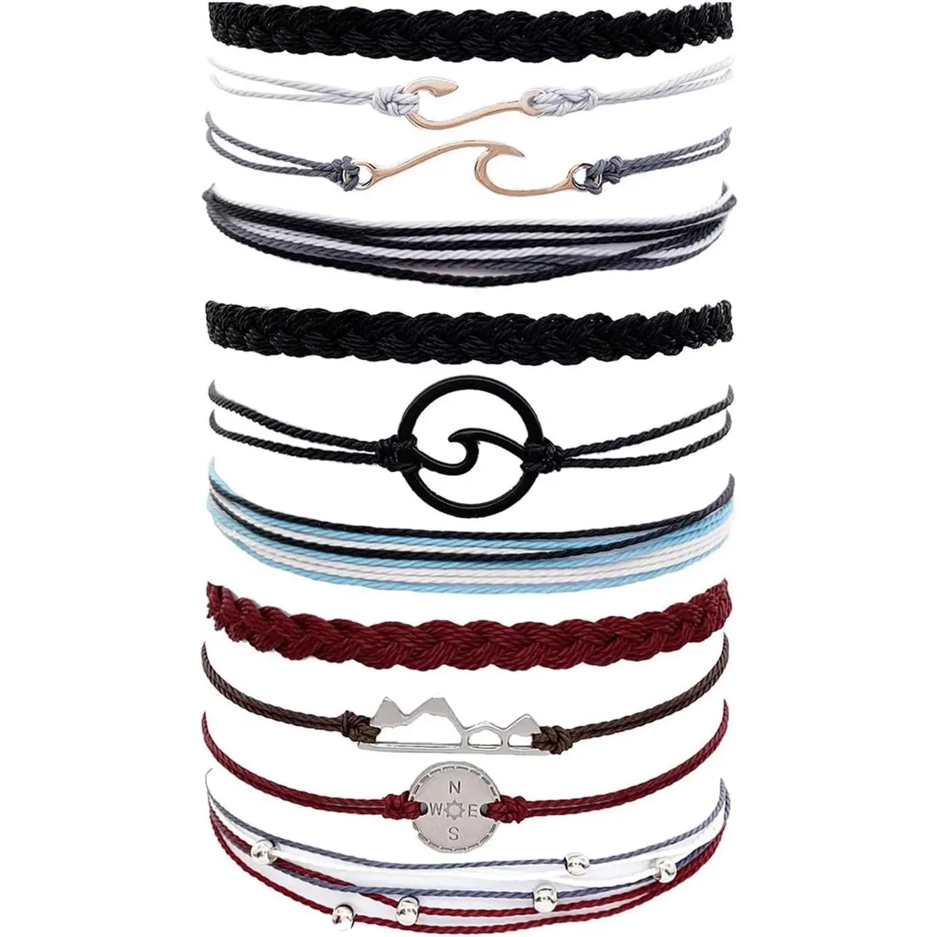 Adjustable String Bracelets for Women Men Beach Friendship Bracelet Set Summer  Wave Surfer Cord Bracelets Colorful Boho   Party Favors Gifts