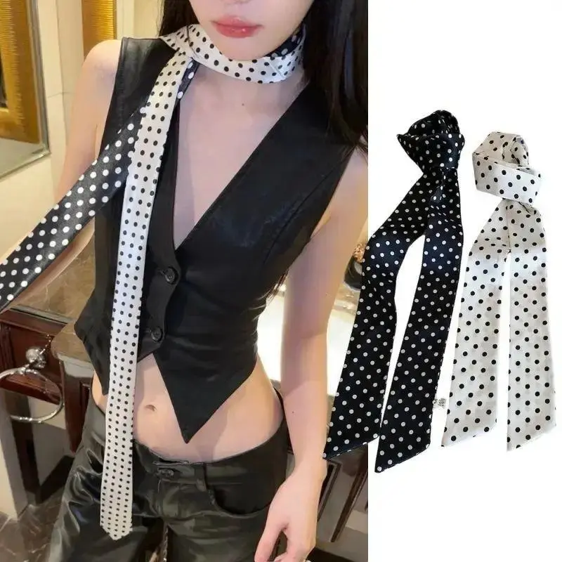 Polka Dot Satin Hair Scarf for Women, Long Skinny Ribbon Scarf for Hair Styling & Neck Wrap, Coquette Y2K Fashion Accessory for Hairstyles, Summer Outfits & Gifts