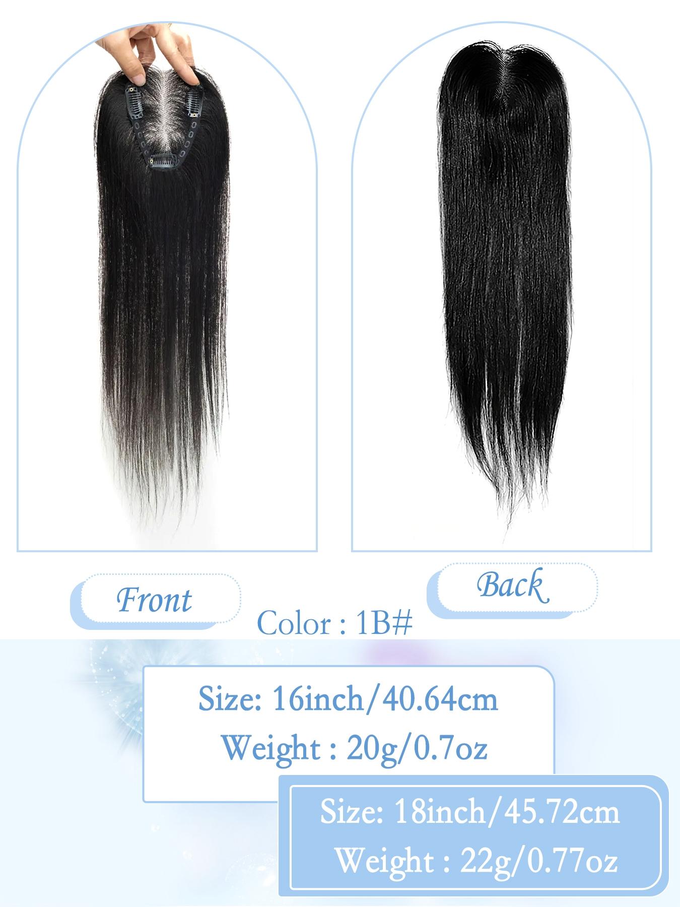 100% Real Human Hair Wig Topper, Natural Looking Hair, Medium Length 16-18 Inches, Lightweight Breathable Lace, Handmade 3x4 Area, Suitable for Women