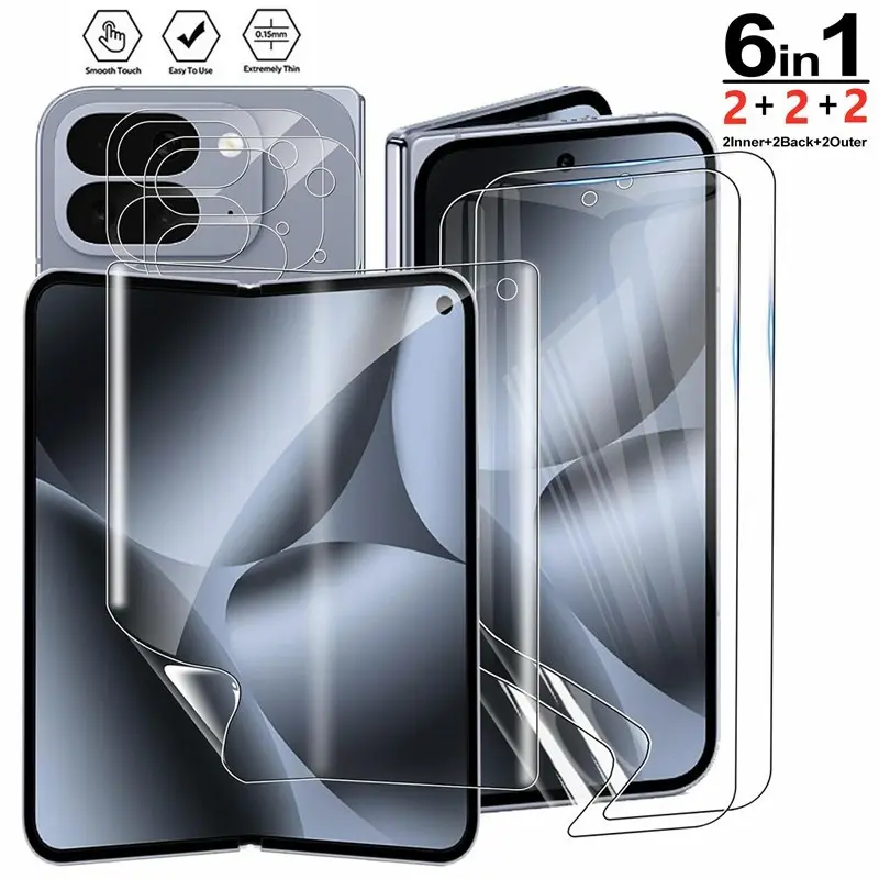 6in1 Screen + Outer + Back Hydrogel Film For Google Pixel 10 Pro Fold, HD Full Coverage Screen Protector For Google Pixel 9 Pro Fold / Pixel Fold Bubble-Free Anti-scratch Fingerprint Resistant Touch Sensitive
