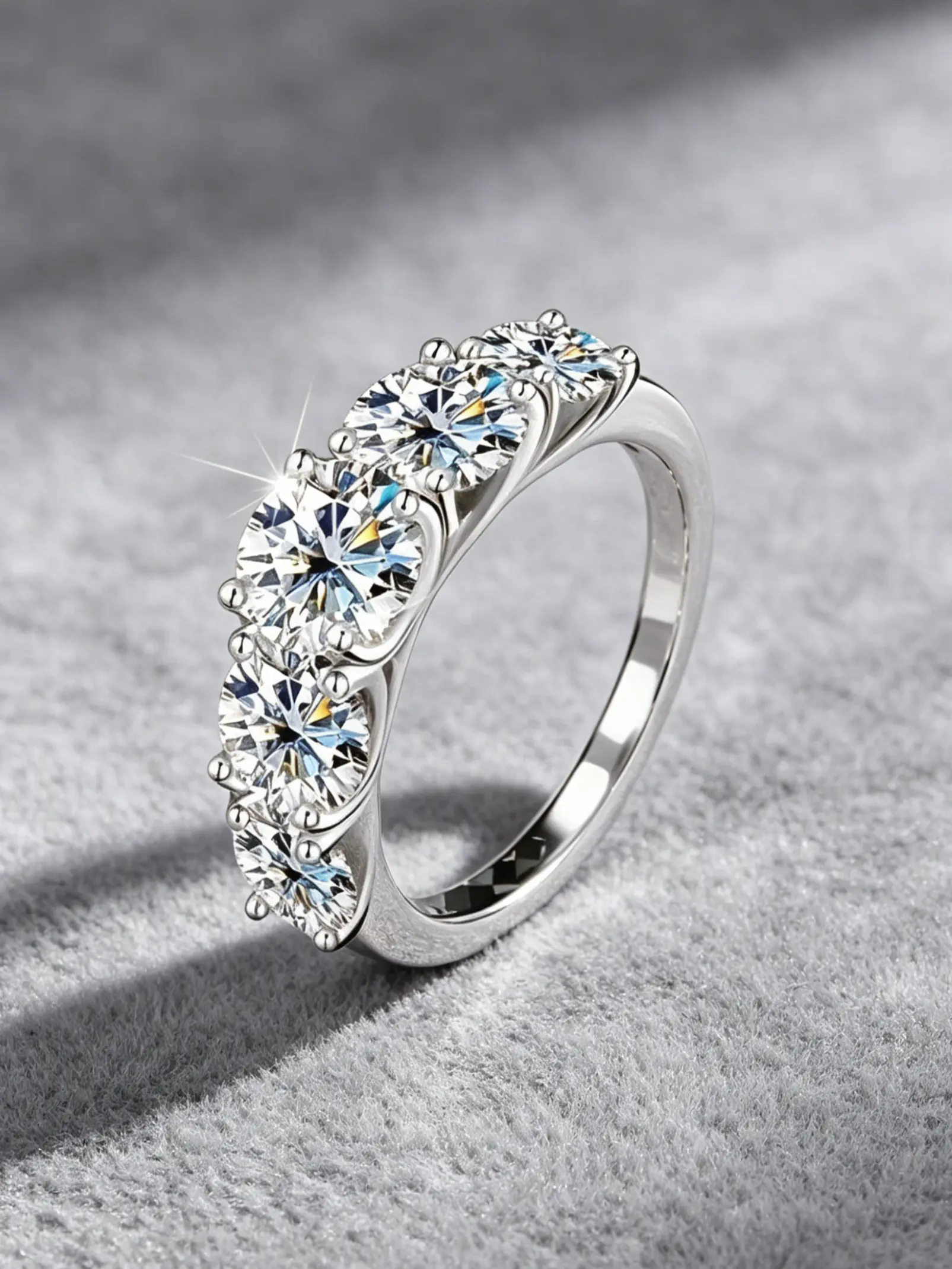 Synthetic Moissanite Engagement Ring for Women, Pave Band Anniversary Promise Ring, Hypoallergenic, Sizes 5-10, Moissanite Rings, Elegant Engagement Ring