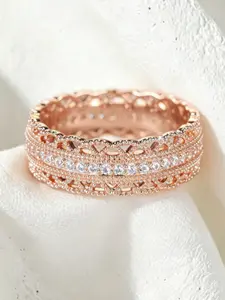 Vintage Flower Wire Full Circle Ring, Court Lattice Lace Retro Style, Unisex Wide Band Ring for Daily Wear, Casual and Formal Events