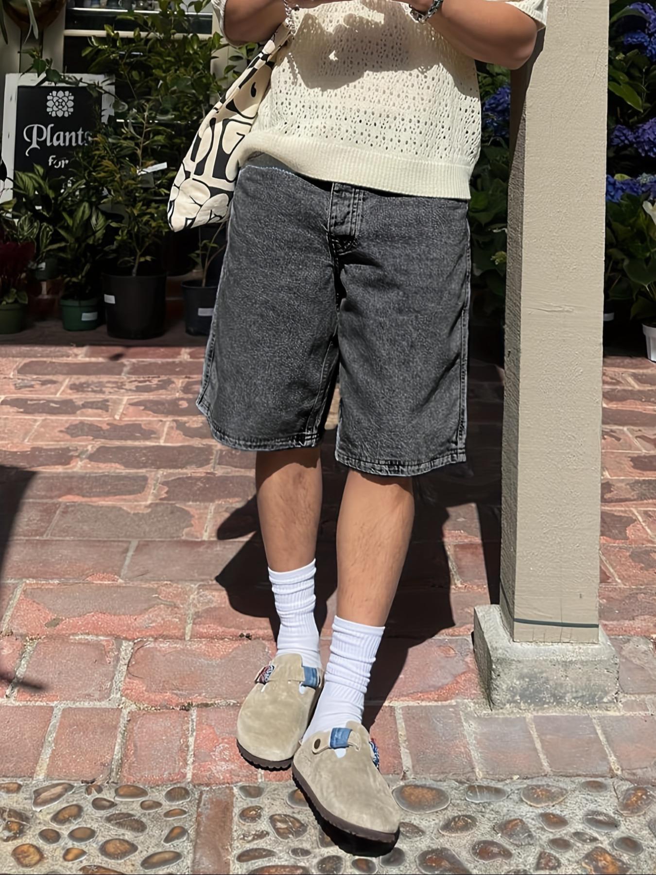 Men's Solid Color Plain Denim Fabric Shorts, Regular Fit Classic Casual Streetwear Comfy Fashion Basic Shorts for Daily Wear, Men's Bottoms Menswear for All Seasons Men's Solid Color Plain Denim Fabric Shorts, Regular Fit Classic Casual Streetwear Comfy Fashion Basic Shorts for Daily Wear, Men's Bottoms Menswear for All Seasons