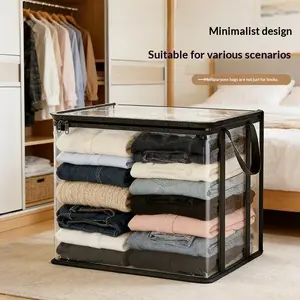 Available in two-piece and four-piece sets, the first choice for moving and storage,Large Clear Thick Plastic Storage Box with Hinged Lid, Heavy-Duty Durable High-Capacity Organizer for Home, Moving, Attic